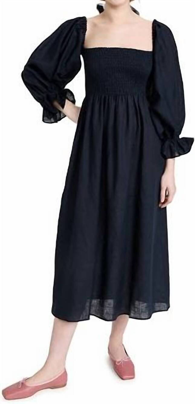 NEW SLEEPER atlanta linen dress in navy